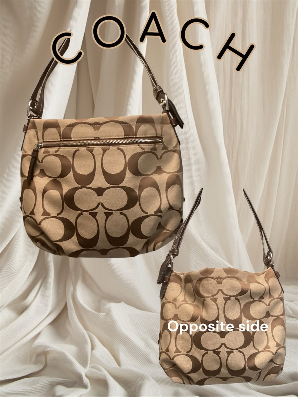 Vintage Y2K Coach Carly signature big C brown/tan